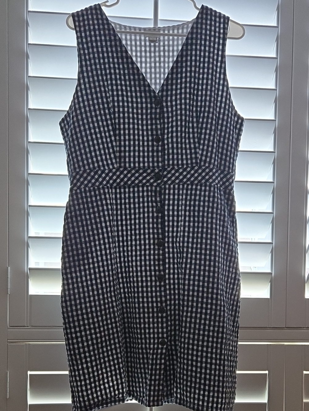 J. Crew Black & White Gingham Button-Front Midi Dress